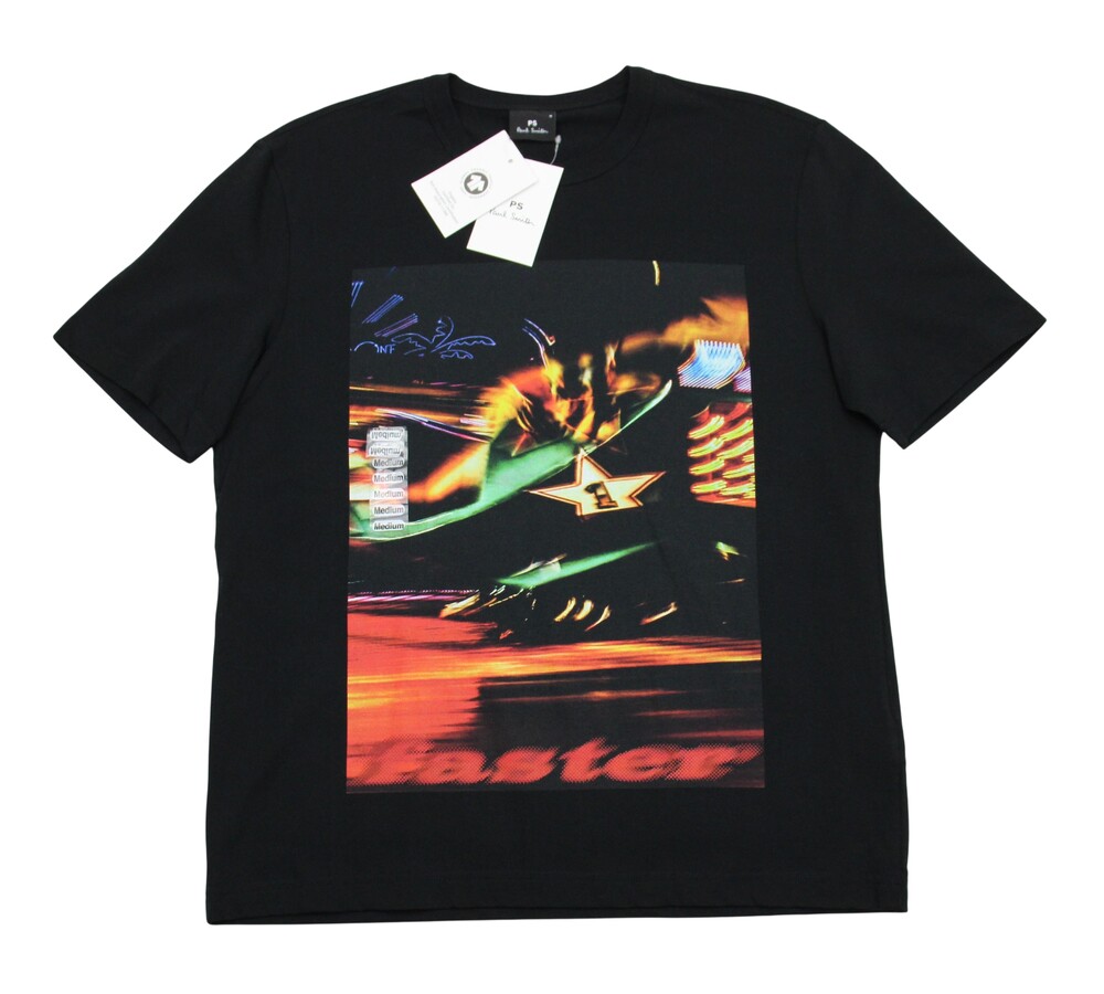 PS Paul Smith T Shirt Mens Medium Black Racing Graphic Organic Cotton Tee NWT